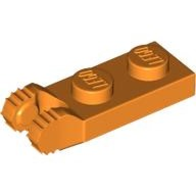 orange hinge plate 1 x 2 locking with 2 fingers on end