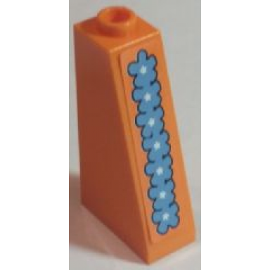 orange slope 75 2 x 1 x 3 with medium blue flower garland pattern sticker - set 3818