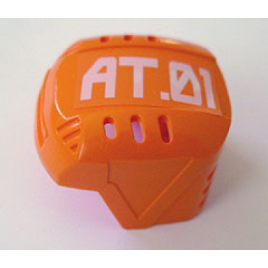 orange sports hockey helmet with at.01 pattern sticker - set 7708
