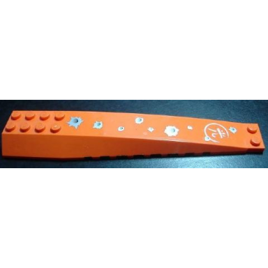 orange wedge 16 x 4 triple curved with reinforcements with bullet holes and chinese logogram å light encircled pattern sticker - set 7705