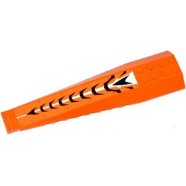 orange wedge 16 x 4 triple curved with reinforcements with black and white tiger stripes and rivets pattern sticker - set 70224