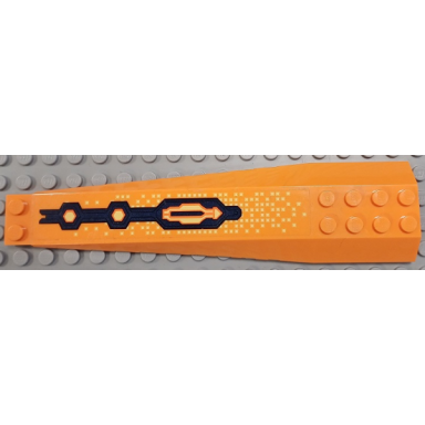 orange wedge 16 x 4 triple curved with reinforcements with bright light yellow squares and dark blue armor pattern sticker - set 70357