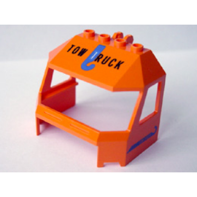 orange windscreen 4 x 6 x 4 cab with hinge and 1 x 4 bottom cutout and tow truck with tow hook pattern