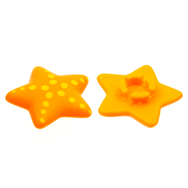 orange clikits icon star 2 x 2 small with pin frosted with radiating yellow dots pattern