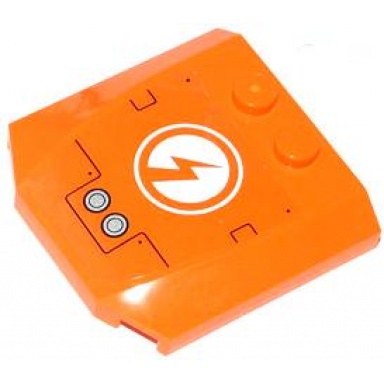 orange wedge 4 x 4 x 2 3 triple curved with black lines rivets silver circles and lightning bolt in circle pattern sticker - set 70705
