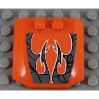 orange wedge 4 x 4 x 2 3 triple curved with black and silver pattern sticker - set 8162