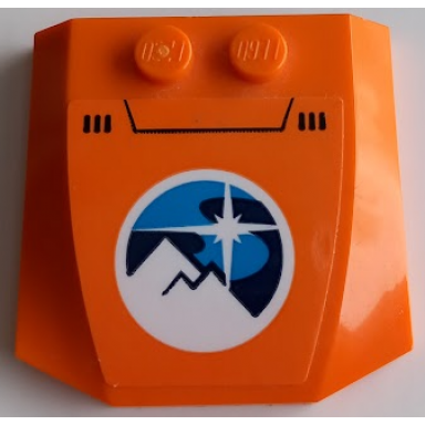 orange wedge 4 x 4 x 2 3 triple curved with dark blue dark azure and white arctic explorers logo line and air vents pattern sticker - set 60196