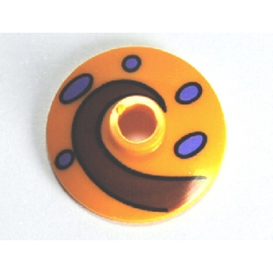 orange dish 2 x 2 inverted radar with dark red swirl and lilac spots pattern spongebob squarepants gary snail shell