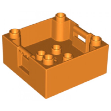 orange duplo container box 4 x 4 with studs on corners