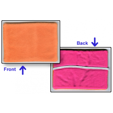 orange belville cloth pillow 9 x 13 with dark pink back couch cover