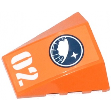orange wedge 4 x 4 triple curved no studs with arctic explorer logo and white 02 pattern sticker - set 60034