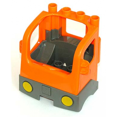 orange duplo cabin truck semi-tractor cab with dark bluish gray base