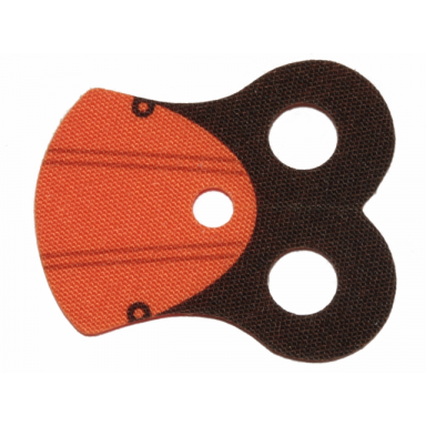 orange minifigure armor pauldron cloth with black neck and 4 thin gray stripes pattern thin border