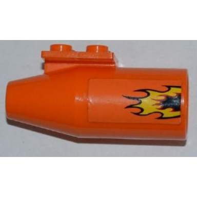 orange engine smooth large 2 x 2 thin top plate with yellow flames pattern model right side sticker - set 7971