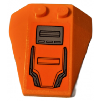orange wedge 4 x 4 triple with stud notches with dark bluish gray armor plates with black outlines pattern sticker - set 76194