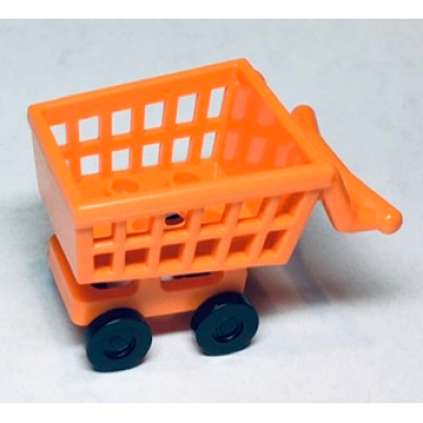 orange minifigure utensil shopping cart frame with black wheels 49649 2496