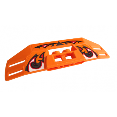 orange technic panel rc car spoiler with black red and white flames pattern stickers - set 8676