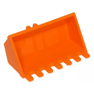 orange vehicle digger bucket 7 teeth 3 x 6 rise inside with locking 2 finger hinge
