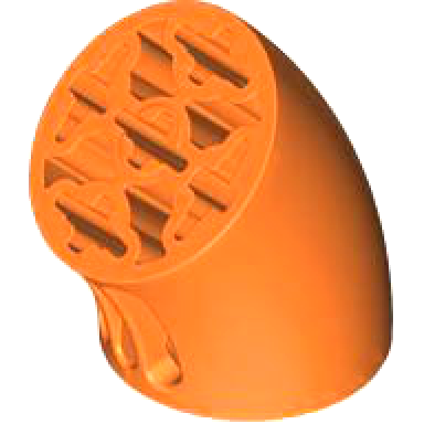 orange brick round 3 x 3 d 45 degrees elbow with axle holes