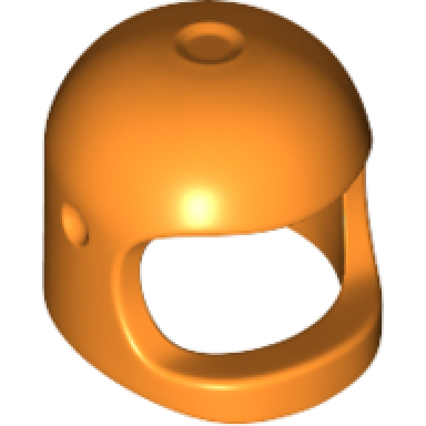 orange minifigure headgear helmet space town with thick chin strap - with visor dimples reissue with top dimple