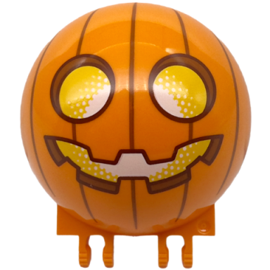 orange windscreen 6 x 6 x 3 canopy half sphere with dual 2 fingers with pumpkin jack o lantern with yellow eyes and mouth and dark orange lines pattern