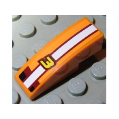 orange slope curved 3 x 1 with number 3 and white stripe pattern sticker - set 8304