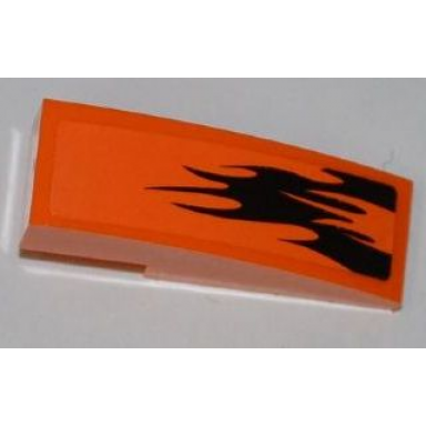 orange slope curved 3 x 1 with black flames pattern model right sticker - set 7971