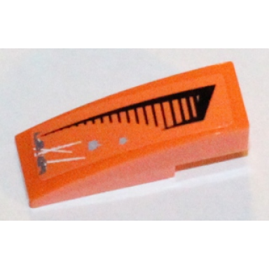 orange slope curved 3 x 1 with black grille and damage pattern right side sticker - set 5985