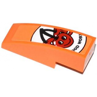 orange slope curved 3 x 1 with ood wor and cherries with smiley faces pattern sticker - set 70808