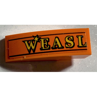 orange slope curved 3 x 1 with yellow weasl and black lines pattern sticker - set 75978
