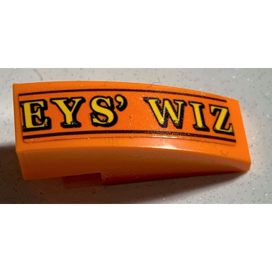 orange slope curved 3 x 1 with yellow eys wiz and black lines pattern sticker - set 75978