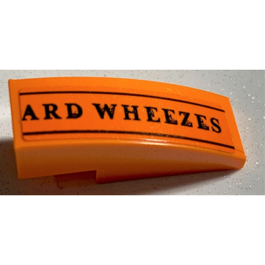orange slope curved 3 x 1 with black ard wheezes and lines pattern sticker - set 75978