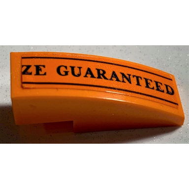 orange slope curved 3 x 1 with black ze guaranteed and lines pattern sticker - set 75978