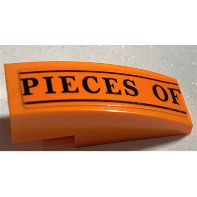 orange slope curved 3 x 1 with black pieces of and lines pattern sticker - set 75978