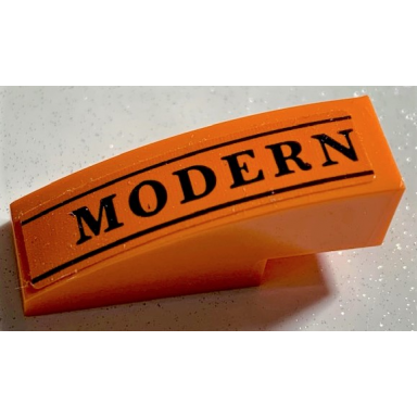 orange slope curved 3 x 1 with black modern and lines pattern sticker - set 75978