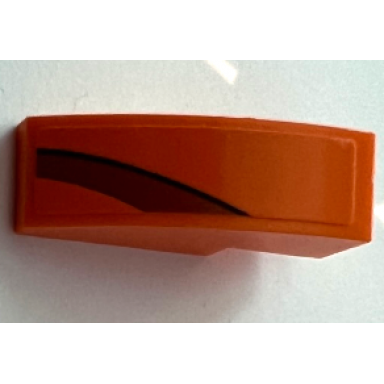 orange slope curved 3 x 1 with dark orange curved stripe with black line pattern model right side sticker - set 75880