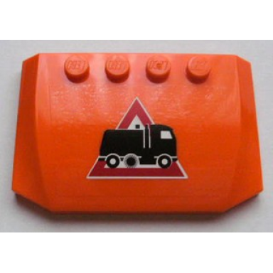 orange wedge 4 x 6 x 2 3 triple curved with street sweeper truck on danger sign pattern sticker - set 8404