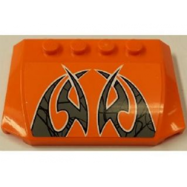 orange wedge 4 x 6 x 2 3 triple curved with black and silver pattern sticker - set 8162