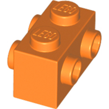 orange brick modified 1 x 2 with studs on 2 sides