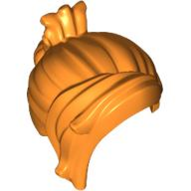 orange minifigure hair female with clipped-up ponytail long bangs swept right