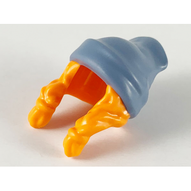 orange minifigure hair combo hair with hat 2 braids over shoulders with molded sand blue beanie pattern