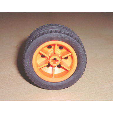 orange wheel 30.4mm d x 20mm with no pin holes with black tire 43.2 x 22 zr 54087 44309