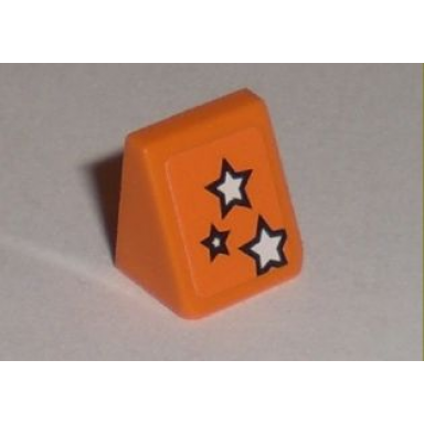 orange slope 30 1 x 1 x 2 3 with white stars with black outlines pattern model left side sticker - set 8193