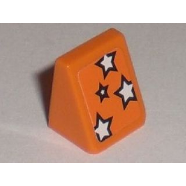 orange slope 30 1 x 1 x 2 3 with white stars with black outlines pattern model right side sticker - set 8193