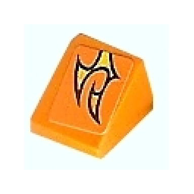 orange slope 30 1 x 1 x 2 3 with orange flame pattern model left sticker - set 8135
