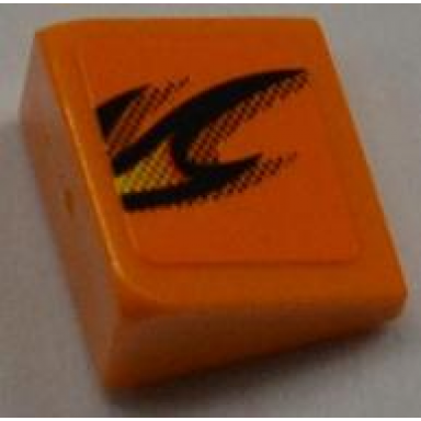 orange slope 30 1 x 1 x 2 3 with flames pattern model left side sticker - set 8186
