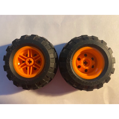 orange wheel 30.4mm d x 20mm with no pin holes and reinforced rim with black tire 56 x 26 balloon 56145 55976