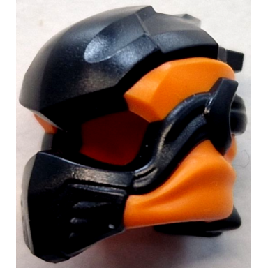 orange minifigure headgear ninjago wrap type 10 with molded black armor wraps and knot pattern