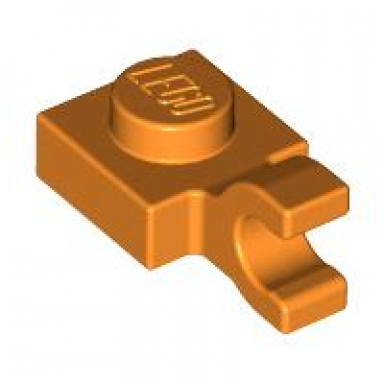 orange plate modified 1 x 1 with u clip horizontal grip