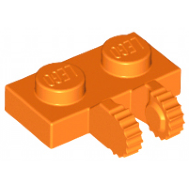orange hinge plate 1 x 2 locking with 2 fingers on side